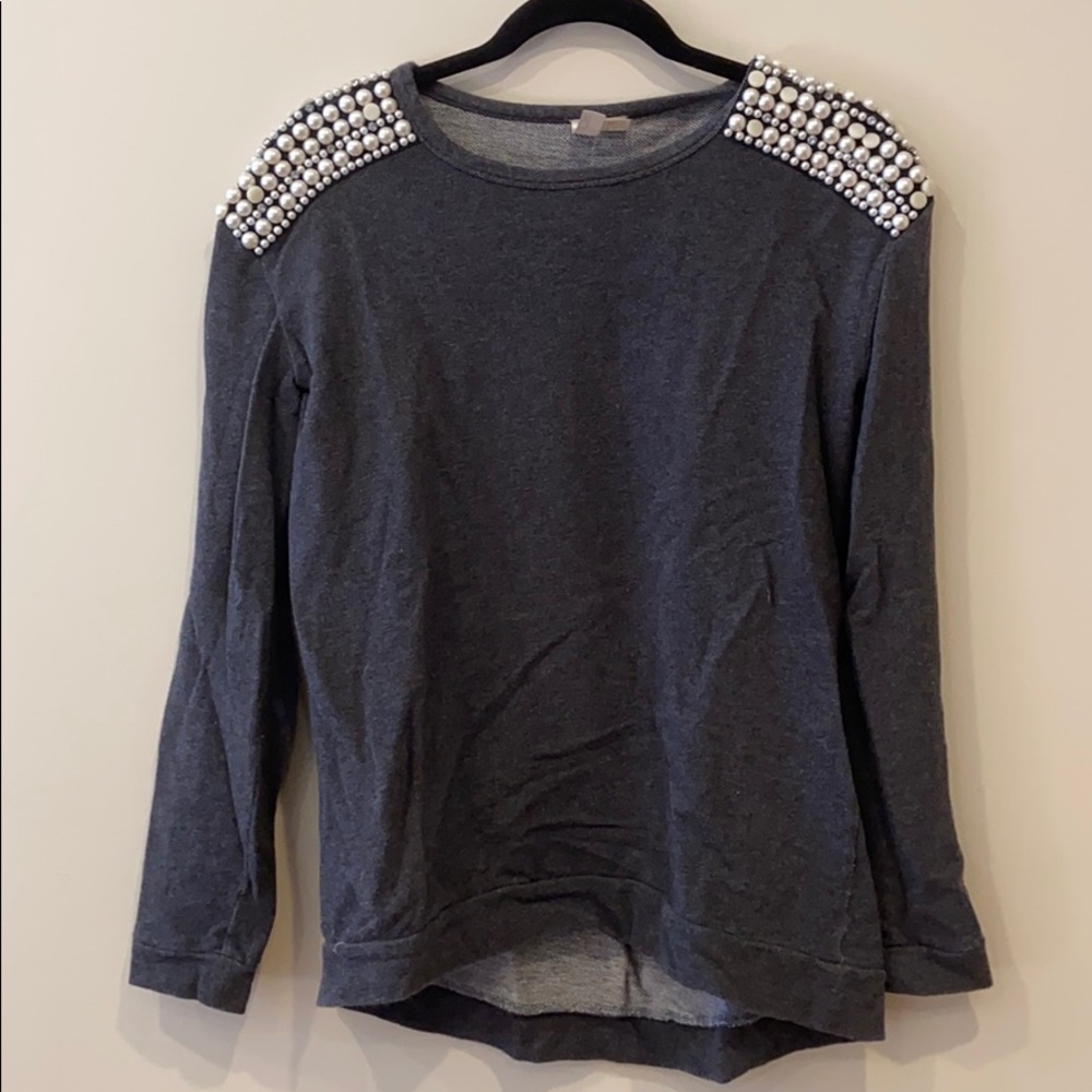 Gray Sweater with Pearls